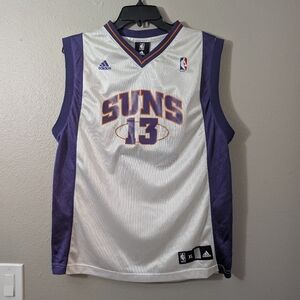 Adidas NBA White and Purple Jersey Nash